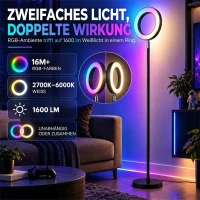 HOMCOM 42W LED vloerlamp dimbaar, 3 kleurtemperaturen, uplighter met verstelbare ringkop, zwart(m-4)
