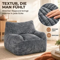 HOMCOM Vloerfauteuil voor volwassenen, grote cloud lounge zonder frame, met rugsteun en armleuningen, geen montage, grijs(m-6)