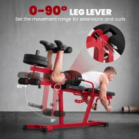 SPORTNOW 3-in-1 Leg Extension and Curl Machine, 300kg Heavy Duty Adjustable Weight Bench with Leg Developer, Red(m-5)