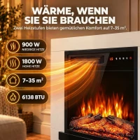 HOMCOM Elektrische haard met verwarming en 3D-vlameffect, schouw, 80 cm, wit(m-6)