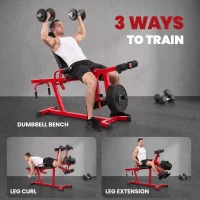 SPORTNOW 3-in-1 Leg Extension and Curl Machine, 300kg Heavy Duty Adjustable Weight Bench with Leg Developer, Red(m-4)