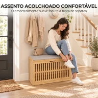 HOMCOM Banco Sapateira com Compartimento Basculante e Assento Acolchoado 80x30x48 cm Natural e Bege(m-6)