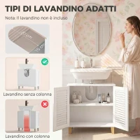 HOMCOM Mobile Sottolavabo con Ripiano Regolabile e Ante a Persiana, Bianco(m-4)