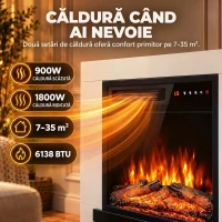 HOMCOM Șemineu Electric cu Suport TV 50", Efect Flacără 3D LED, 900/1800 W, Alb(m-6)