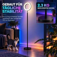 HOMCOM 42W LED vloerlamp dimbaar, 3 kleurtemperaturen, uplighter met verstelbare ringkop, zwart(m-7)