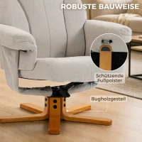 HOMCOM Relaxsessel 130° verstellbare Rückenlehne 360° drehbar Fernsehsessel mit Hocker Cremeweiß(m-7)