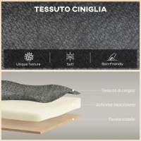 HOMCOM Divano 2 Posti in Ciniglia con Seduta Ampia, Imbottitura Spessa, 2 Cuscini, Gambe in Legno Caucciù, Grigio(m-4)