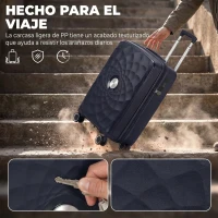 HOMCOM Maleta de Cabina 18" Ligera y Rígida con Puerto USB Cerradura TSA y 4 Ruedas Dobles Giratorias Azul(m-7)