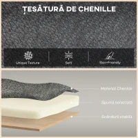 HOMCOM Canapea 2 Locuri In Catifea Chenille Con Șezut Larg E Spătar Ad Aripi, Gri(m-4)