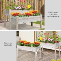 Outsunny Fioriera da Esterno a 2 Livelli in Legno di Abete con Foro di Drenaggio, 115x114x76 cm(m-8)