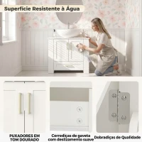 HOMCOM Móvel para Lavatório com Prateleiras na Porta Suporte para Rolo Gaveta e Nichos Abertos para Lavatório sem Coluna Branco(m-7)
