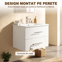 HOMCOM Dulap cu Lavoar pentru Baie, Alb, cu 2 Sertare(m-6)
