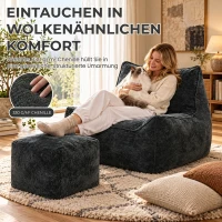 HOMCOM Bodensessel mit Ottoman, rahmenloser Cloud-Sessel aus Chenille, mit Rückenlehne und Armlehnen(m-4)
