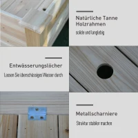 Outsunny Verhoogd bed 2 niveaus koude kas kruidenbed plantenbak met afvoergaten van massief hout(m-6)