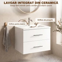 HOMCOM Dulap cu Lavoar pentru Baie, Alb, cu 2 Sertare(m-4)