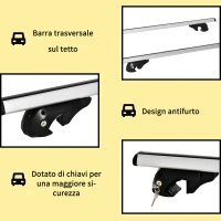 HOMCOM Barre Portapacchi per Auto con Serratura e Chiavi in Lega di Alluminio 125x5.5x7cm, Max. 75 kg(m-7)