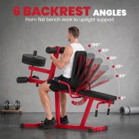 SPORTNOW 3-in-1 Leg Extension and Curl Machine, 300kg Heavy Duty Adjustable Weight Bench with Leg Developer, Red(m-6)