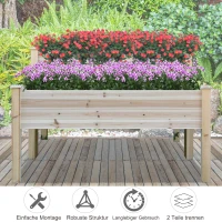 Outsunny Verhoogd bed 2 niveaus koude kas kruidenbed plantenbak met afvoergaten van massief hout(m-4)