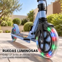SPORTNOW Patinete Plegable para Adultos de Aluminio con Manillar Ajustable Ruedas con Luces Amortiguación Delantera Doble Freno(m-6)