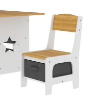 AIYAPLAY Kids Table and Chair Set, Toddler Table and 2 Chairs Set with 6 Removable Drawers, for Boys Girls Ages 3-8, Natural(m-10)
