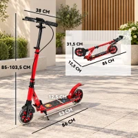SPORTNOW Patinete Plegable para Adultos de Aluminio con Manillar Ajustable Ruedas con Luces Amortiguación Delantera Doble Freno(m-3)