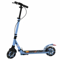 SPORTNOW Trotinete Dobrável para Adolescentes e Adultos com Rodas Luminosas Guiador Ajustável Travão Duplo e Suspensão Azul(m-1)