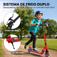 SPORTNOW Patinete Dobrável para Adolescentes e Adultos Rodas Luminosas Guiador Ajustável Travão Duplo Amortecimento Vermelho(m-4)