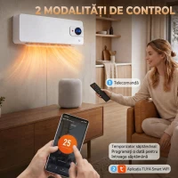 HOMCOM Termoventilator ceramic de perete 2000 W cu control prin aplicație, 3 moduri, termostat, timer, telecomandă, alb(m-4)
