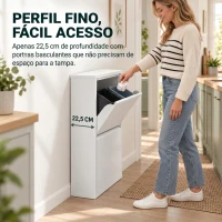 HOMCOM Caixote do Lixo de Reciclagem 4x15 L (60 L), 4 Compartimentos Estreitos em Aço, Fecho Suave, Branco(m-5)