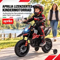 AIYAPLAY Elektro Motorrad Kinder 12 V Elektromotorrad mit 2 Motoren Stützrädern, Stoßdämpfer 13 Zoll Räder Musik, USB(m-4)