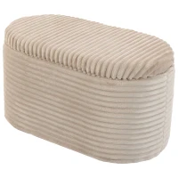 HOMCOM Sitzbank mit Stauraum 3-teiliges ineinanderstellbares Cord Truhenbank Hocker Set Beige(m-1)