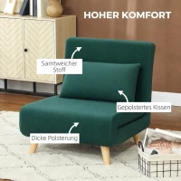 HOMCOM 3-in-1 Schlafsessel, Klappsessel mit Schlaffunktion, verstellbare Click-Clack-Rückenlehne, Dunkelgrün(m-4)