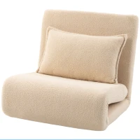 HOMCOM Składana sofa do spania 3 w 1 Przekształcany fotel do spania z poduszką, 5-stopniowe regulowane podparcie pleców, wykończenie Sherpa(m-11)