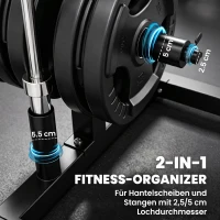SPORTNOW Hantelscheibenständer mit 6 Stangen, Gewichtsständer mit 25/50 mm Scheibenaufnahme Halterung 2 Sicherungsclips(m-4)