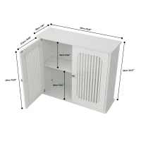 Wall-Mounted Bathroom Cabinet with Louvered Double Doors, Modern Medicine Cabinet for Bathroom and Hallway, 60L x 20W x 52H cm, White(m-3)