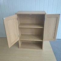 Wall-Mounted Vanity with Double Doors and Adjustable Shelf, Waterproof Wall Cabinet for Bathroom and Kitchen, 55L x 20W x 60H cm, Oak(m-8)