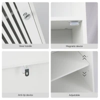 Smart Low Bathroom Cabinet with Louvered Doors, Nordic Floor-Standing Storage Cabinet for Bathroom Cloakroom, 36L x 30W x 86H cm, White(m-4)