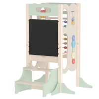 AIYAPLAY Torre de Aprendizagem Infantil Montessori 6 em 1 com Quadro, Banco de Cozinha para Crianças dos 2 aos 6 Anos, Verde(m-11)