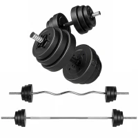 SPORTNOW 3 in 1 Hanteln Set 50 kg verstellbar 2er Hantelset mit Verbindungsrohr EZ-Curl-Stange Rutschfest ür Männer und Frauen(m-1)