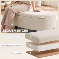 HOMCOM Halbrunde Sitzbank aus Chenille mit Stauraum und hydraulischem Klappdeckel, bis 220 kg, cremeweiß(m-6)