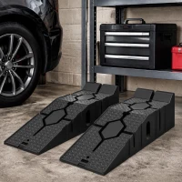 HOMCOM Lot de 2 Rampes Voiture 4T HDPE Pente Douce 90cm Rampe de Levage Butée Antidérapante Largeur 29,5cm 90x29,5x22,5cm Noir(m-2)
