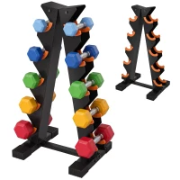 SPORTNOW 5-Tier Dumbbell Rack, A-Frame Weight Stand with Protective Washers, Non-Slip Feet, Space-Saving Storage for Home Gym(m-15)