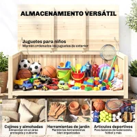 Outsunny Arcón Exterior de Madera 172 L Baúl Almacenaje con Tapa Abatible Resistente a la Intemperie para Jardín Madera Natural(m-7)