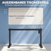 HOMCOM Schreibtischgestell ergonomisch höhenverstellbar Tischgestell elektrisch Stahl Schwarz(m-7)
