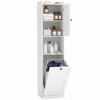 HOMCOM Hoge Badkamerkast met Wasmand, 40 cm Breed, Wit(m-15)