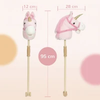 AIYAPLAY Hobby Horse with Wood Wheels, Stick Horse with Grip Handle, Sound, Plush Hobby Horse Toy for Imaginative Play, Pink(m-3)