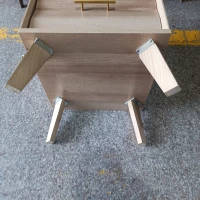 Minimalist Oak Double Drawer Bedside Table with Metal Handles, Modern Bedside Storage Cabinet for Bedroom, 50L x 40W x 58H cm, Oak(m-10)