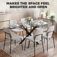 HOMCOM Rectangular Dining Table for 6 People, 120cm Modern Kitchen Table with Tempered Glass Top and Cross Steel Legs, Clear(m-7)