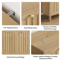 Slanted Laundry Cabinet with 2 Removable Inner Baskets, Freestanding Storage Unit for Bathroom and Laundry, 69.5L x 35W x 70.5H cm, Oak(m-7)