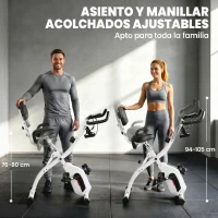 SPORTNOW Bicicleta Estática Plegable con 8 Niveles de Resistencia Volante Pantalla LCD Bluetooth Pulsómetro y Sillín Ajustable(m-7)